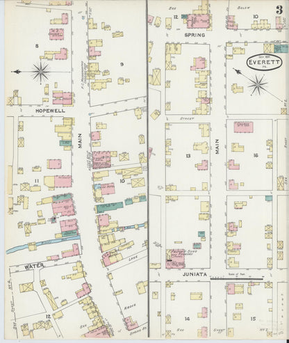 Sanborn Fire Insurance Map from Everett, Bedford County, Pennsylvania (1891), Sheet #0003 - Historic Sanborn Fire Insurance Map Print, vintage old map wall art, antique decor, genealogy gift, Pennsylvania Pennsylvania map