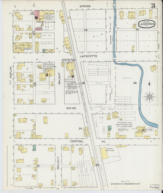 Sanborn Fire Insurance Map from Lagrange, LaGrange County, Indiana (1892), Sheet #0003 - Historic Sanborn Fire Insurance Map Print, vintage old map wall art, antique decor, genealogy gift, Indiana Indiana map