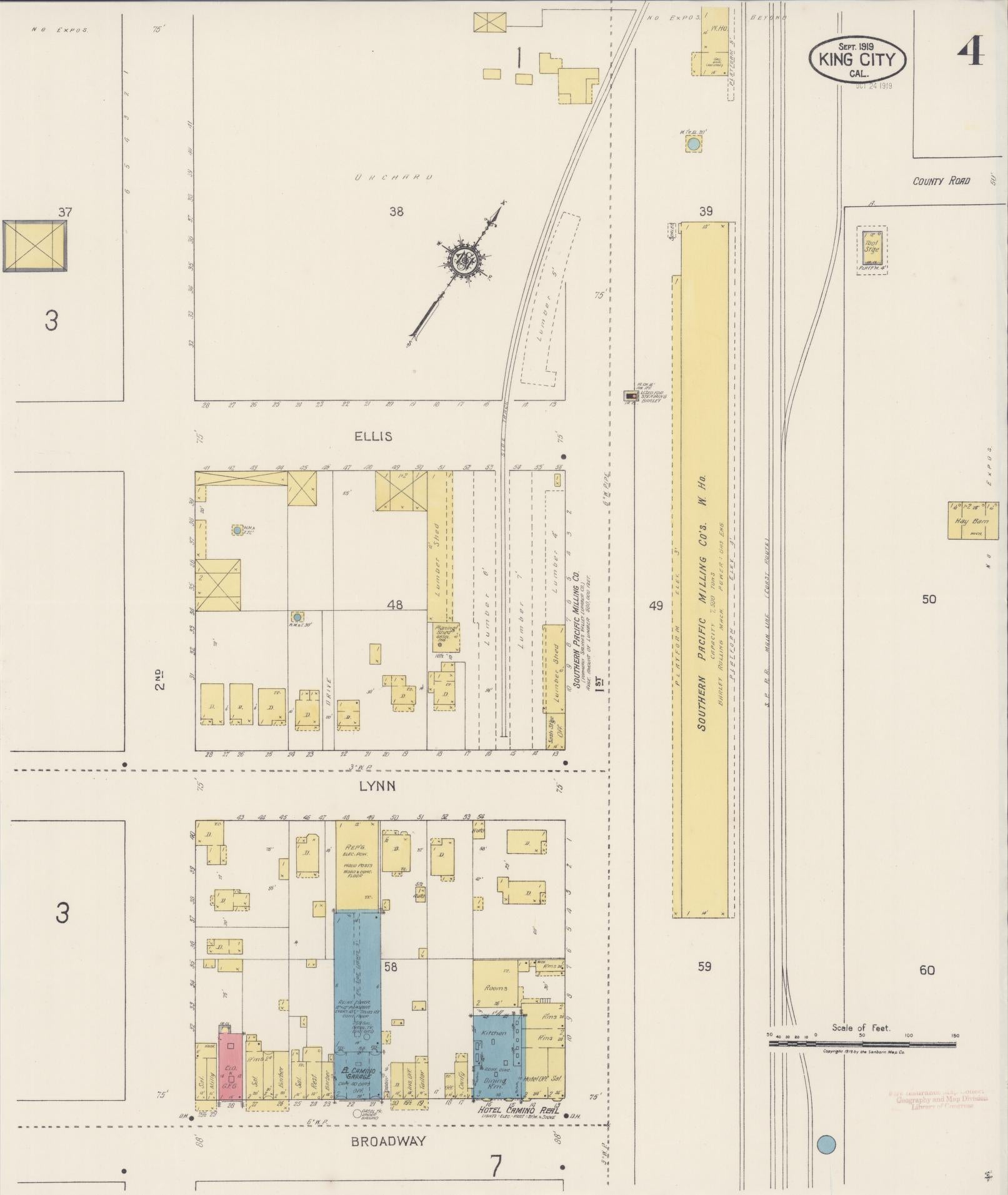 Sanborn Fire Insurance Map from King City, Monterey County, California (1919), Sheet #0004 - Historic Sanborn Fire Insurance Map Print, vintage old map wall art, antique decor, genealogy gift, California California map