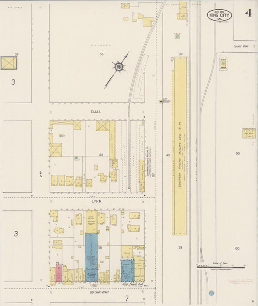 Sanborn Fire Insurance Map from King City, Monterey County, California (1919), Sheet #0004 - Historic Sanborn Fire Insurance Map Print, vintage old map wall art, antique decor, genealogy gift, California California map