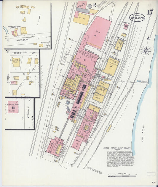 Sanborn Fire Insurance Map from Waukegan, Lake County, Illinois (1906), Sheet #0017 - Historic Sanborn Fire Insurance Map Print, vintage old map wall art, antique decor, genealogy gift, Illinois Illinois map