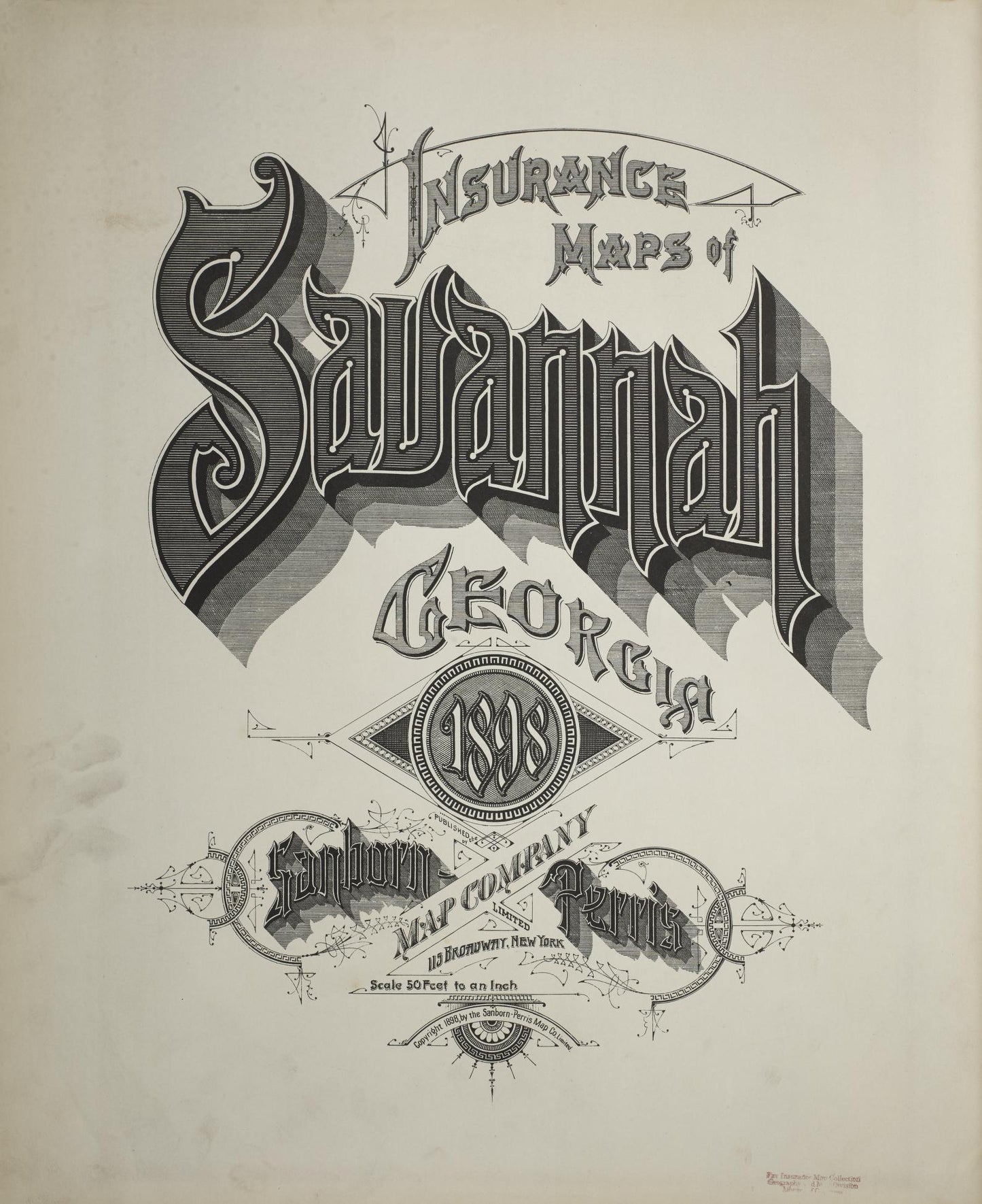 Sanborn Fire Insurance Map from Savannah, Chatham County, Georgia (1898), Sheet #0001 - Historic Sanborn Fire Insurance Map Print, vintage old map wall art, antique decor, genealogy gift, Georgia Georgia map