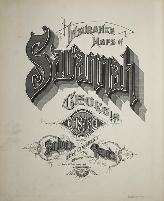 Sanborn Fire Insurance Map from Savannah, Chatham County, Georgia (1898), Sheet #0001 - Historic Sanborn Fire Insurance Map Print, vintage old map wall art, antique decor, genealogy gift, Georgia Georgia map