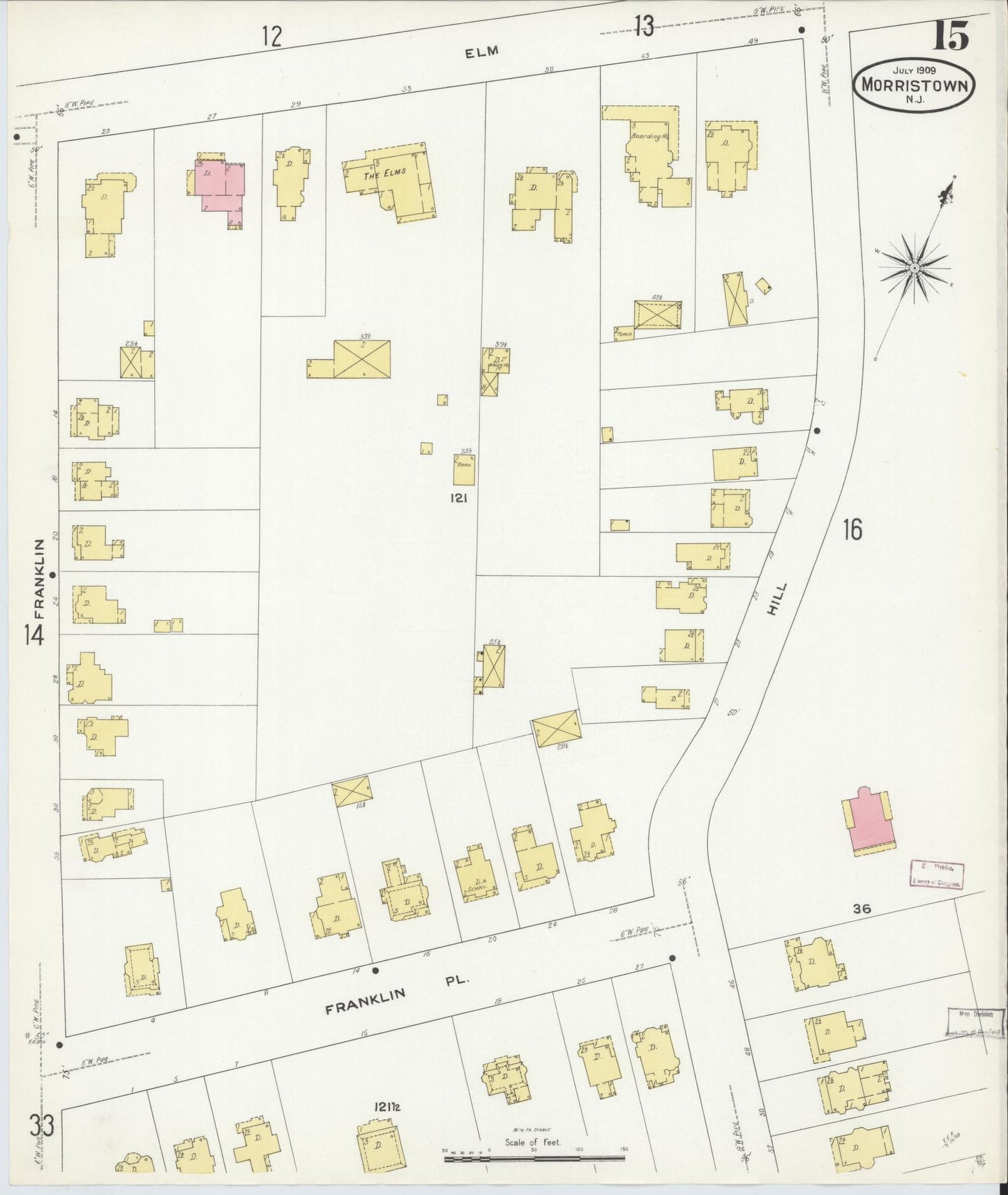 Sanborn Fire Insurance Map from Morristown, Morris County, New Jersey (1909), Sheet #0015 - Complete Map Set gallery image, historic Sanborn map, vintage wall art, New Jersey New Jersey