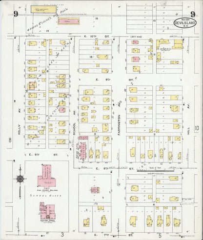 Sanborn Fire Insurance Map from Devils Lake, Ramsey County, North Dakota (1924), Sheet #0009 - Complete Map Set gallery image, historic Sanborn map, vintage wall art, North Dakota North Dakota