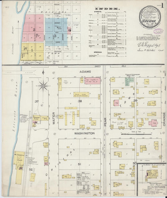 Sanborn Fire Insurance Map from Havana, Mason County, Illinois (1887), Sheet #0001 - Complete Map Set gallery image, historic Sanborn map, vintage wall art, Illinois Illinois