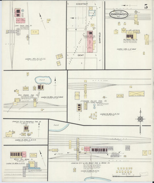 Sanborn Fire Insurance Map from Johnston City, Williamson County, Illinois (1914), Sheet #0005 - Historic Sanborn Fire Insurance Map Print, vintage old map wall art, antique decor, genealogy gift, Illinois Illinois map