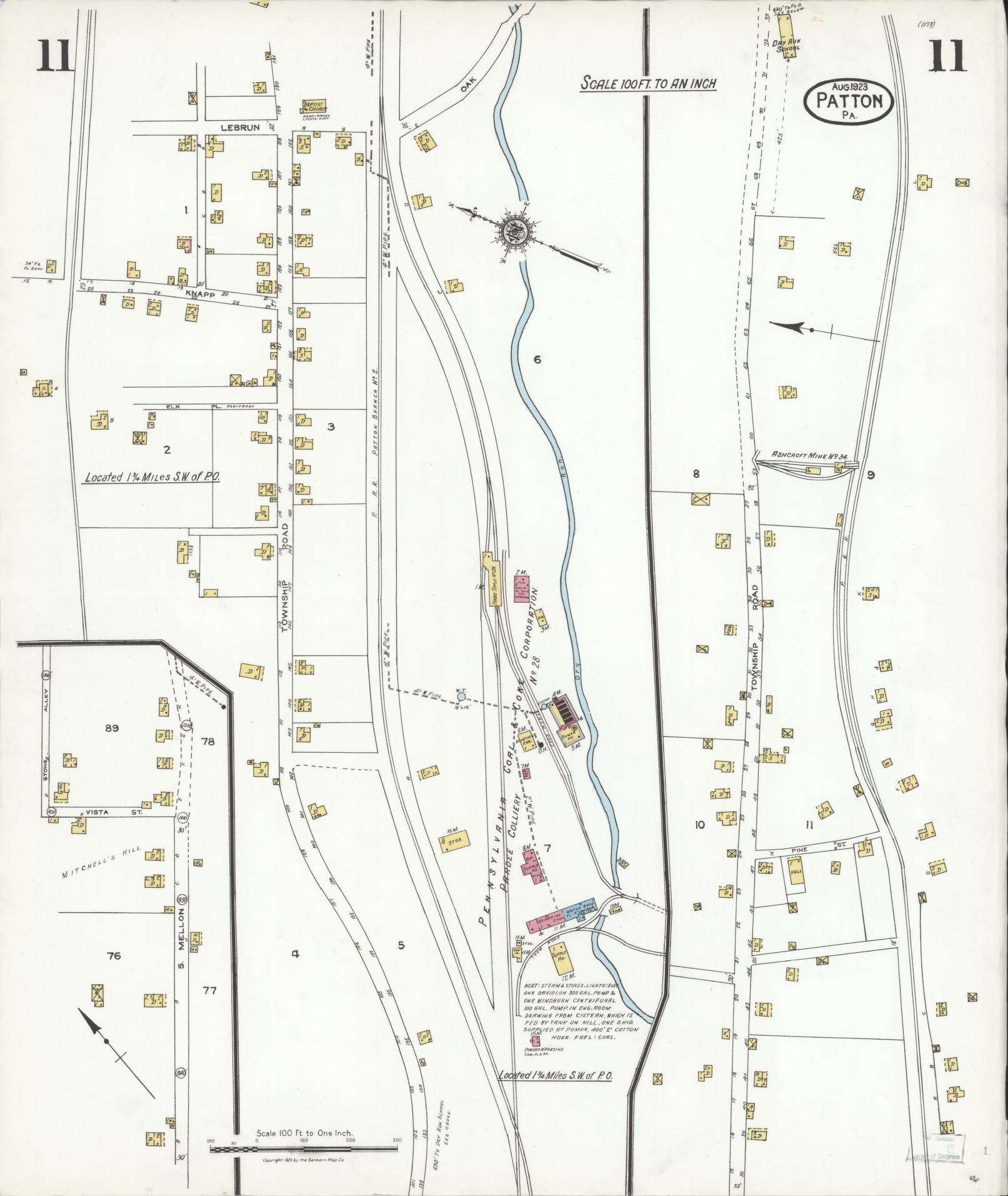 Sanborn Fire Insurance Map from Patton, Cambria County, Pennsylvania (1923), Sheet #0011 - Complete Map Set gallery image, historic Sanborn map, vintage wall art, Pennsylvania Pennsylvania