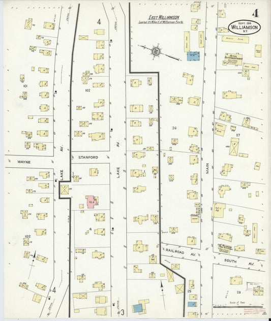 Sanborn Fire Insurance Map from Williamson, Wayne County, New York (1914), Sheet #0004 - Historic Sanborn Fire Insurance Map Print, vintage old map wall art, antique decor, genealogy gift, New York New York map