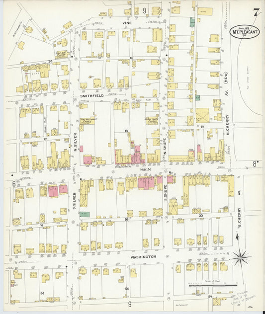 Sanborn Fire Insurance Map from Mount Pleasant, Westmoreland County, Pennsylvania (1908), Sheet #0007 - Historic Sanborn Fire Insurance Map Print, vintage old map wall art, antique decor, genealogy gift, Pennsylvania Pennsylvania map