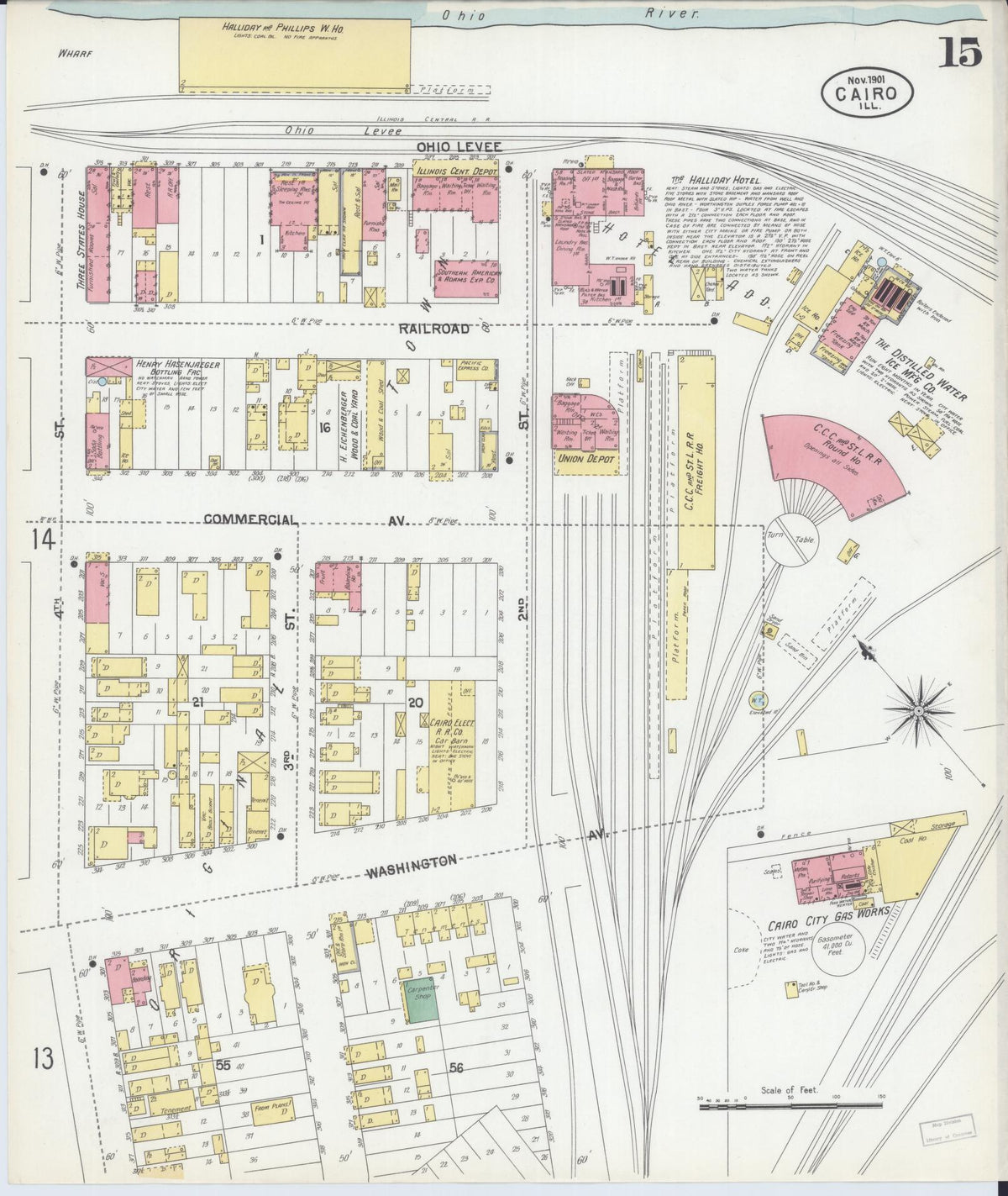 Sanborn Fire Insurance Map from Cairo, Alexander County, Illinois (1901), Sheet #0015 - Complete Map Set gallery image, historic Sanborn map, vintage wall art, Illinois Illinois
