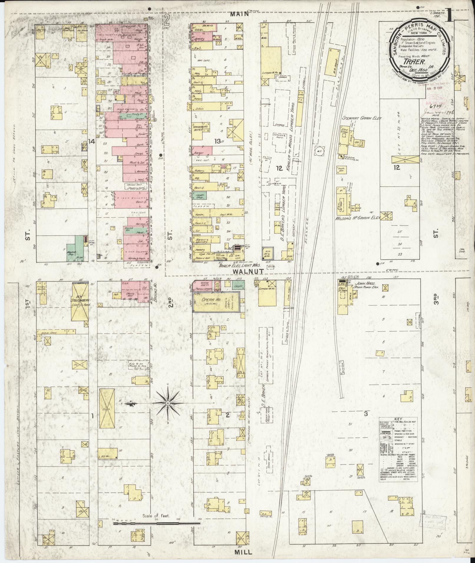 Sanborn Fire Insurance Map from Traer, Tama County, Iowa (1895), Sheet #0001 - Historic Sanborn Fire Insurance Map Print