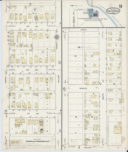 Sanborn Fire Insurance Map from Two Harbors, Lake County, Minnesota (1914), Sheet #0009 - Historic Sanborn Fire Insurance Map Print, vintage old map wall art, antique decor, genealogy gift, Minnesota Minnesota map