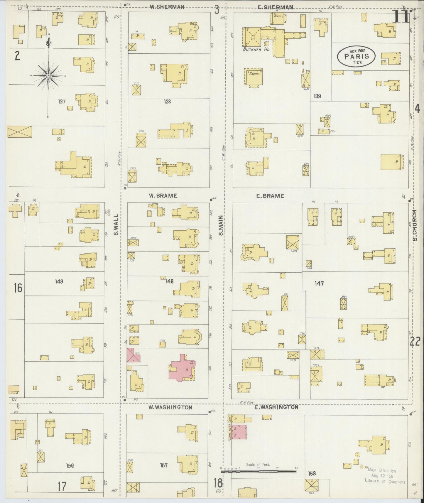 Sanborn Fire Insurance Map from Paris, Lamar County, Texas (1902), Sheet #0011 - Historic Sanborn Fire Insurance Map Print, vintage old map wall art, antique decor, genealogy gift, Texas Texas map