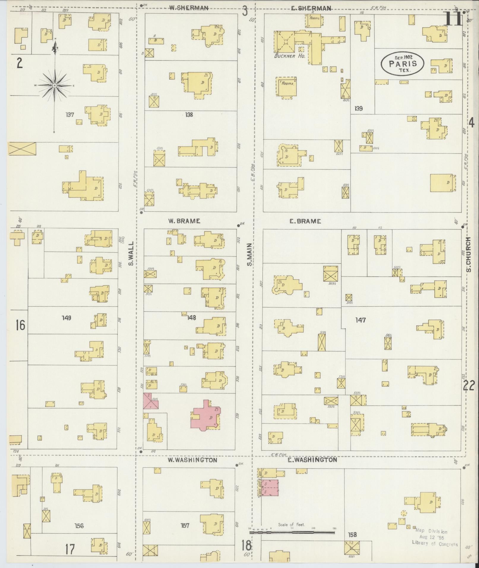 Sanborn Fire Insurance Map from Paris, Lamar County, Texas (1902), Sheet #0011 - Historic Sanborn Fire Insurance Map Print, vintage old map wall art, antique decor, genealogy gift, Texas Texas map