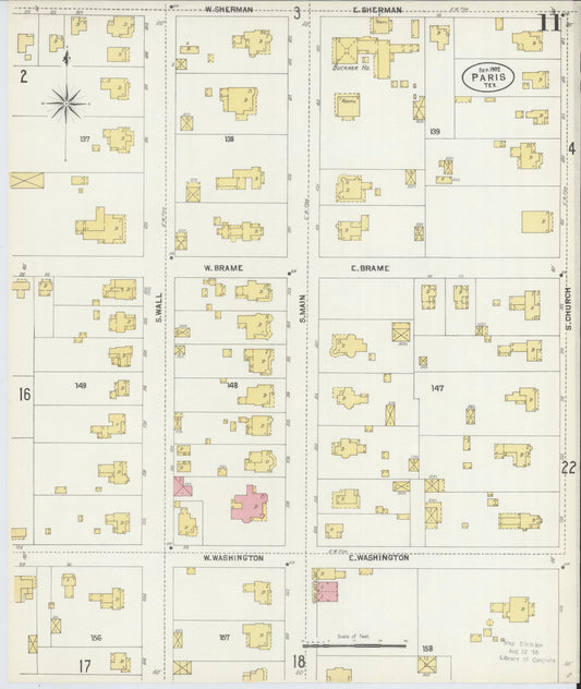 Sanborn Fire Insurance Map from Paris, Lamar County, Texas (1902), Sheet #0011 - Historic Sanborn Fire Insurance Map Print, vintage old map wall art, antique decor, genealogy gift, Texas Texas map