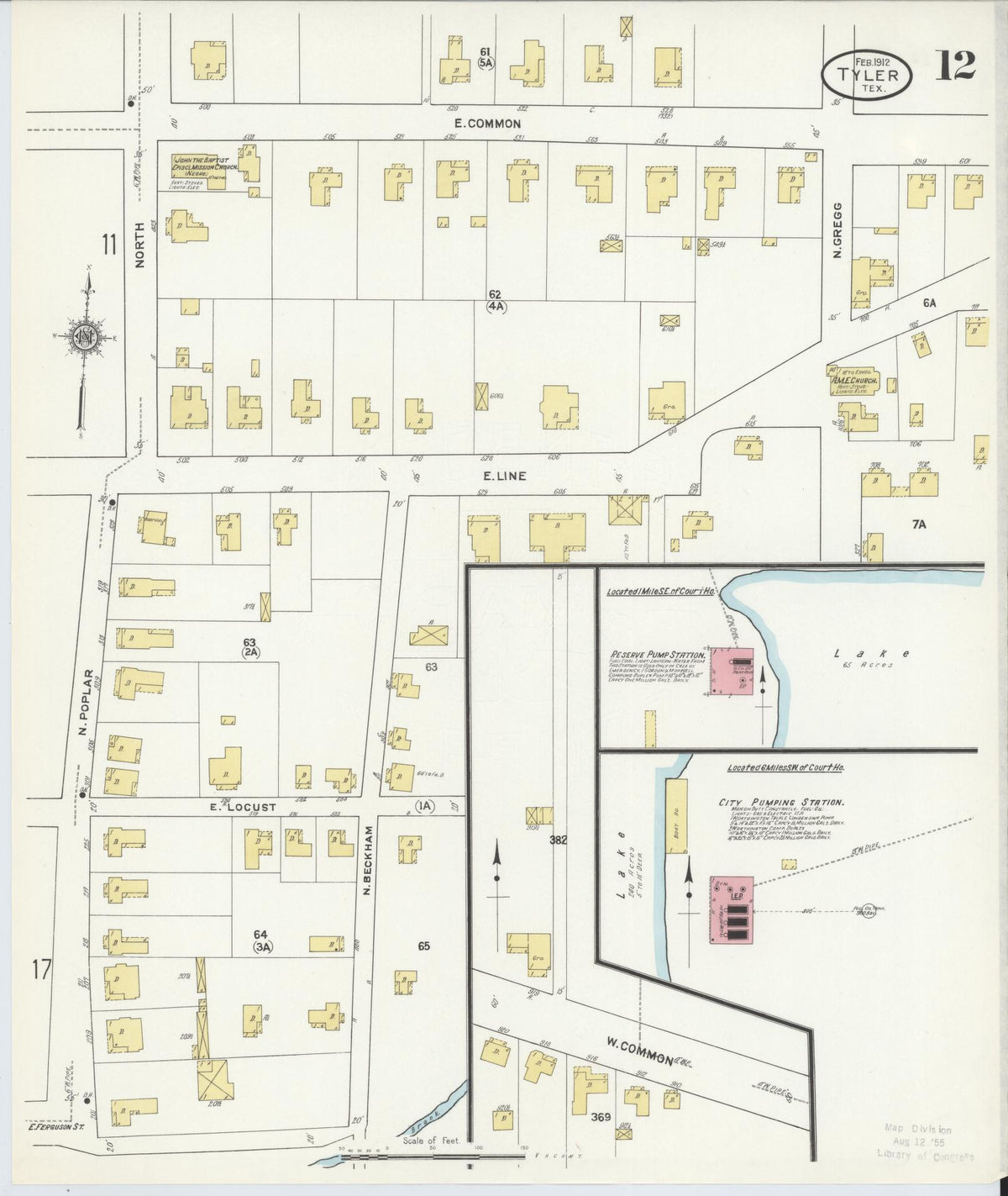 Sanborn Fire Insurance Map from Tyler, Smith County, Texas (1912), Sheet #0012 - Historic Sanborn Fire Insurance Map Print, vintage old map wall art, antique decor, genealogy gift, Texas Texas map