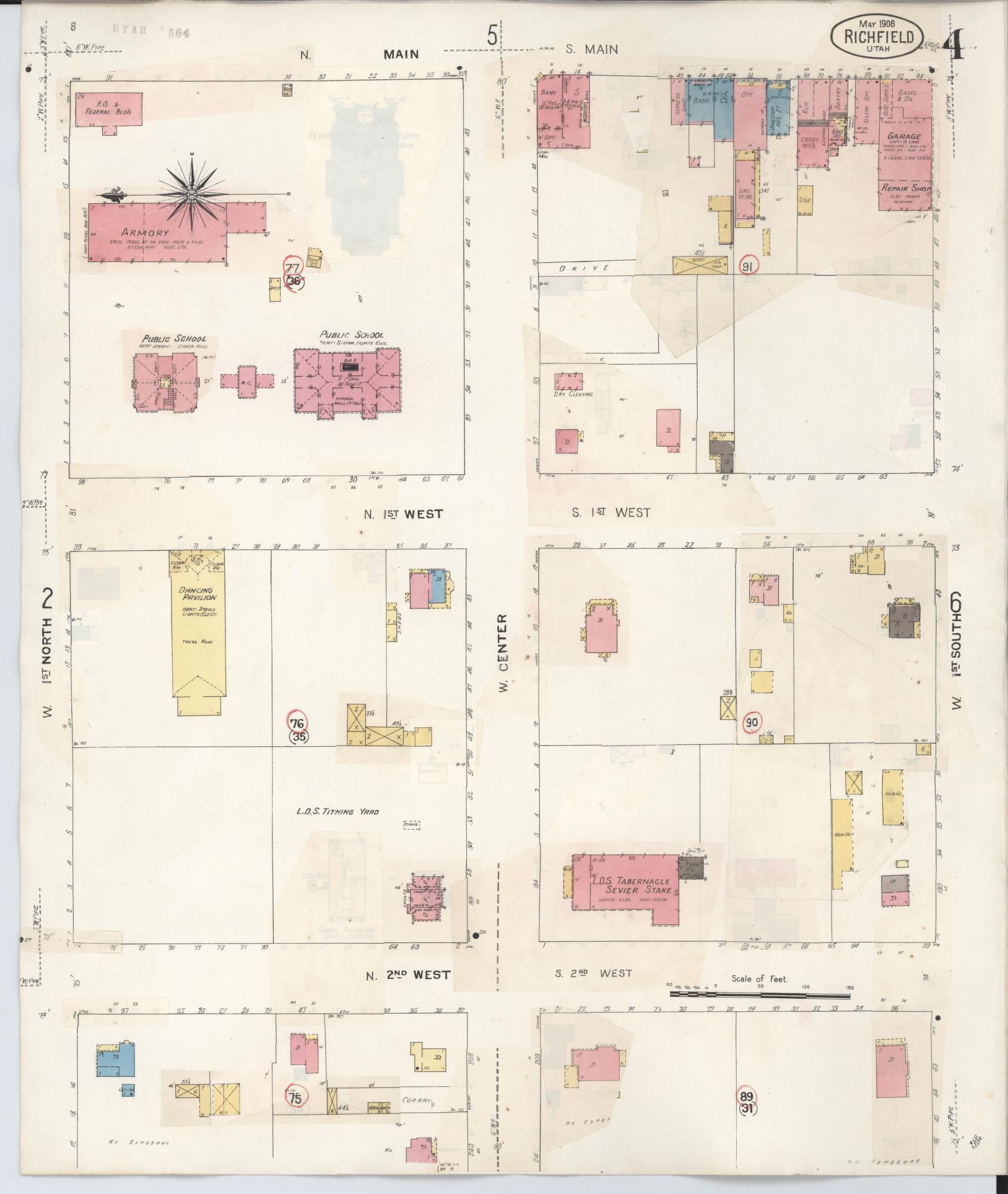 Sanborn Fire Insurance Map from Richfield, Sevier County, Utah (1930), Sheet #0004 - Historic Sanborn Fire Insurance Map Print, vintage old map wall art, antique decor, genealogy gift, Utah Utah map