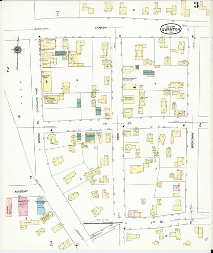 Sanborn Fire Insurance Map from Swanton, Franklin County, Vermont (1909), Sheet #0003 - Complete Map Set gallery image, historic Sanborn map, vintage wall art, Vermont Vermont