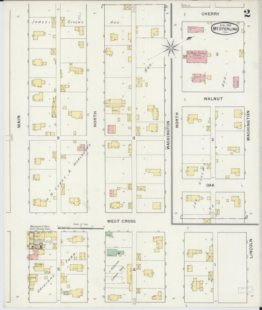 Sanborn Fire Insurance Map from Mount Sterling, Brown County, Illinois (1894), Sheet #0002 - Historic Sanborn Fire Insurance Map Print, vintage old map wall art, antique decor, genealogy gift, Illinois Illinois map