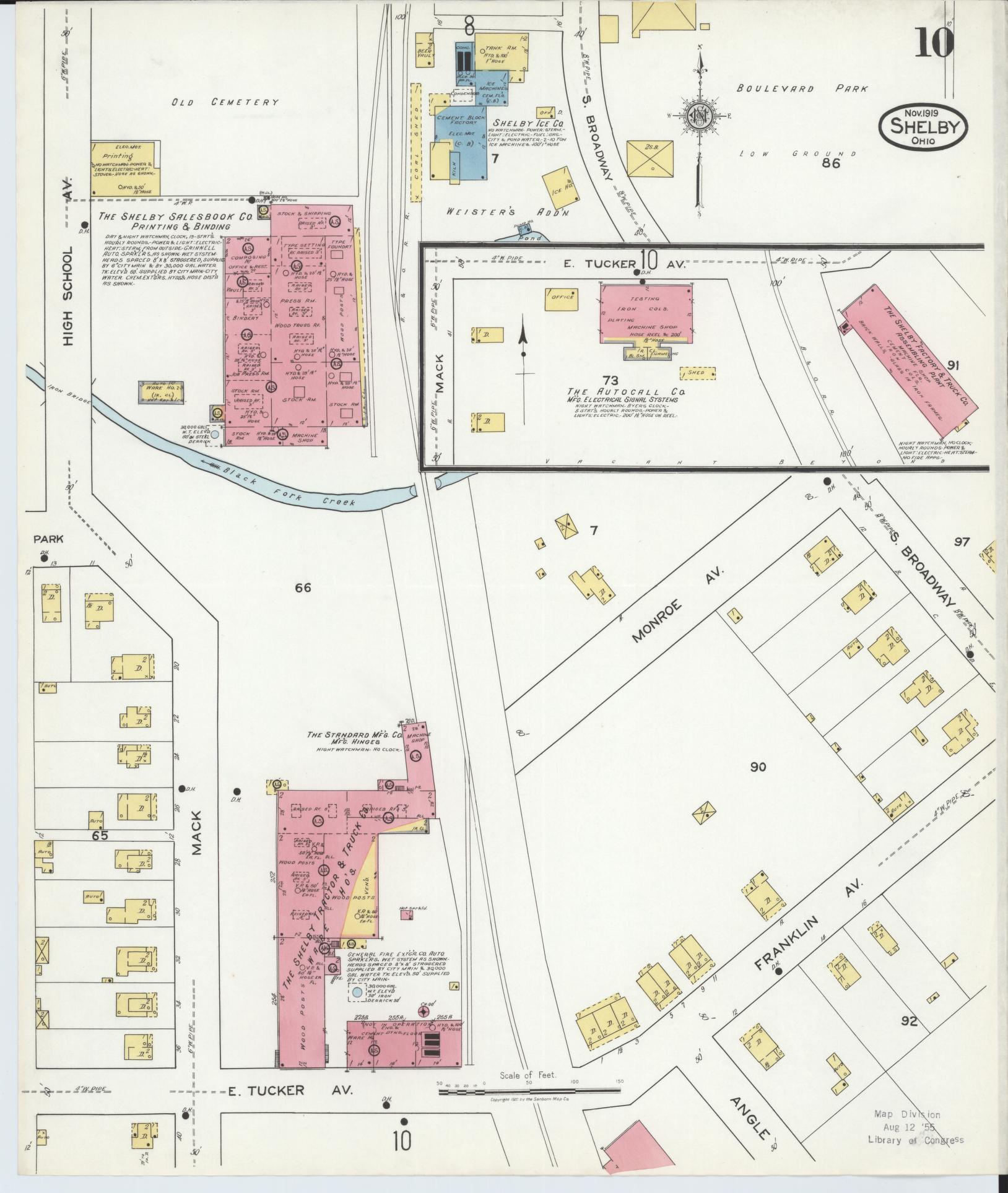 Sanborn Fire Insurance Map from Shelby, Richland County, Ohio (1919), Sheet #0010 - Complete Map Set gallery image, historic Sanborn map, vintage wall art, Ohio Ohio