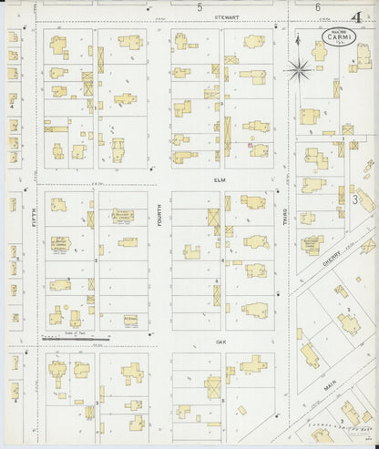 Sanborn Fire Insurance Map from Carmi, White County, Illinois (1906), Sheet #0004 - Historic Sanborn Fire Insurance Map Print, vintage old map wall art, antique decor, genealogy gift, Illinois Illinois map