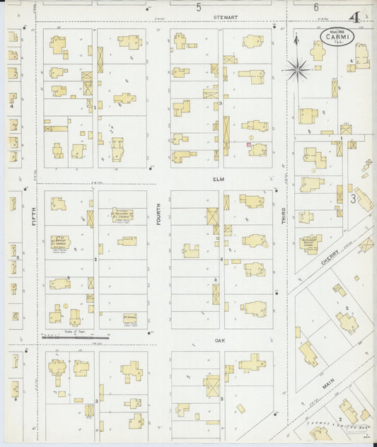 Sanborn Fire Insurance Map from Carmi, White County, Illinois (1906), Sheet #0004 - Historic Sanborn Fire Insurance Map Print, vintage old map wall art, antique decor, genealogy gift, Illinois Illinois map