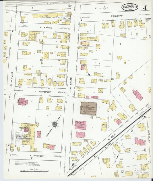 Sanborn Fire Insurance Map from Painesville, Lake County, Ohio (1919), Sheet #0004 - Historic Sanborn Fire Insurance Map Print, vintage old map wall art, antique decor, genealogy gift, Ohio Ohio map