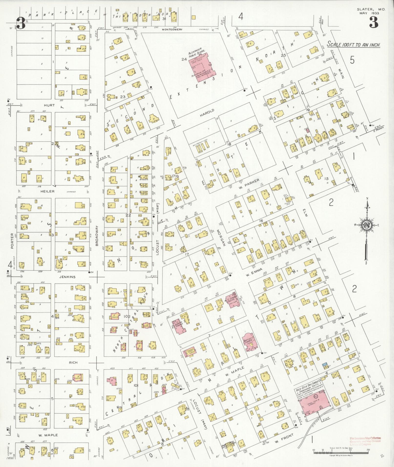 Sanborn Fire Insurance Map from Slater, Saline County, Missouri (1933), Sheet #0003 - Historic Sanborn Fire Insurance Map Print, vintage old map wall art, antique decor, genealogy gift, Missouri Missouri map