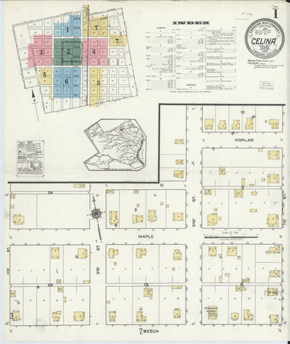 Sanborn Fire Insurance Map from Celina, Collin County, Texas (1920), Sheet #0001 - Complete Map Set gallery image, historic Sanborn map, vintage wall art, Texas Texas