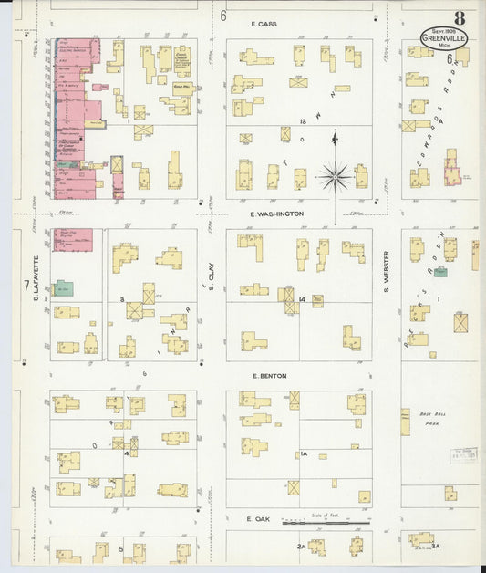 Sanborn Fire Insurance Map from Greenville, Montcalm County, Michigan (1908), Sheet #0008 - Historic Sanborn Fire Insurance Map Print, vintage old map wall art, antique decor, genealogy gift, Michigan Michigan map