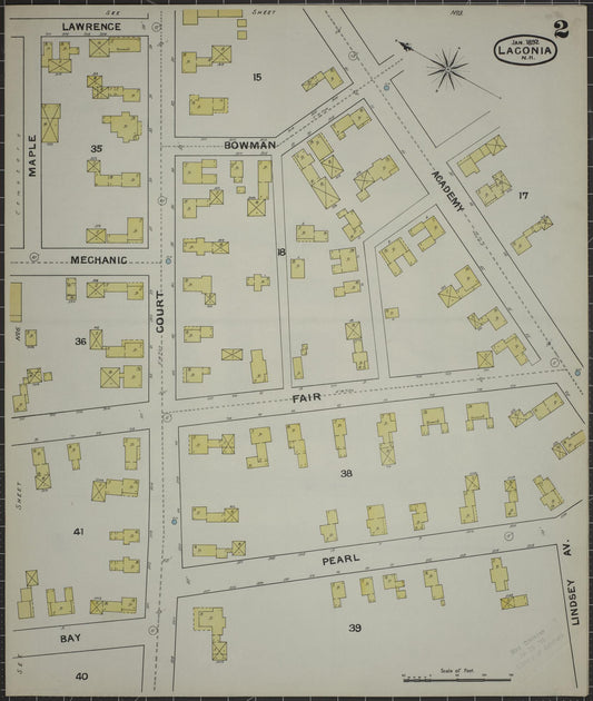 Sanborn Fire Insurance Map from Laconia, Belknap County, New Hampshire (1897), Sheet #0002 - Historic Sanborn Fire Insurance Map Print, vintage old map wall art, antique decor, genealogy gift, New Hampshire New Hampshire map