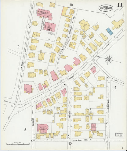 Sanborn Fire Insurance Map from North Adams, Berkshire County, Massachusetts (1901), Sheet #0011 - Historic Sanborn Fire Insurance Map Print, vintage old map wall art, antique decor, genealogy gift, Massachusetts Massachusetts map