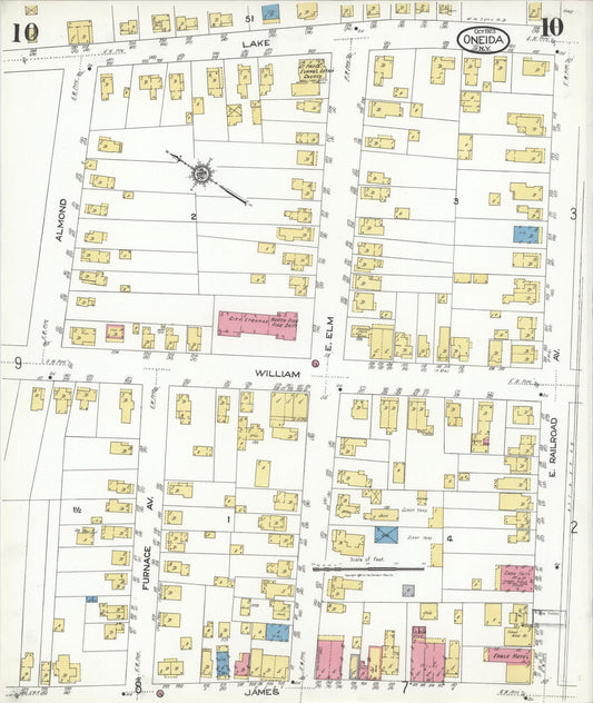 Sanborn Fire Insurance Map from Oneida, Madison County, New York (1923), Sheet #0010 - Historic Sanborn Fire Insurance Map Print, vintage old map wall art, antique decor, genealogy gift, New York New York map