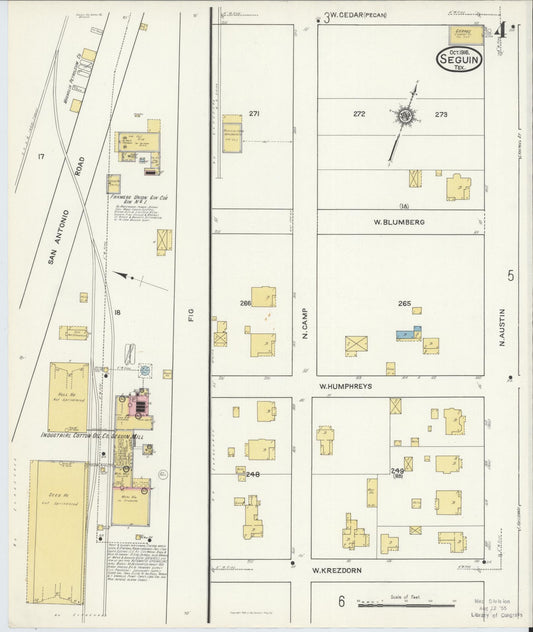 Sanborn Fire Insurance Map from Seguin, Guadalupe County, Texas (1916), Sheet #0004 - Historic Sanborn Fire Insurance Map Print, vintage old map wall art, antique decor, genealogy gift, Texas Texas map