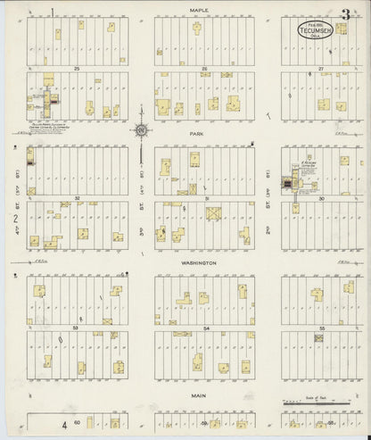 Sanborn Fire Insurance Map from Tecumseh, Pottawatomie County, Oklahoma (1915), Sheet #0003 - Complete Map Set gallery image, historic Sanborn map, vintage wall art, Oklahoma Oklahoma