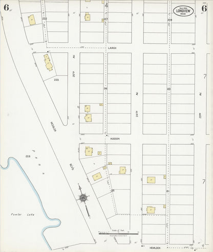 Sanborn Fire Insurance Map from Longview, Cowlitz County, Washington (1924), Sheet #0006 - Complete Map Set gallery image, historic Sanborn map, vintage wall art, Washington Washington