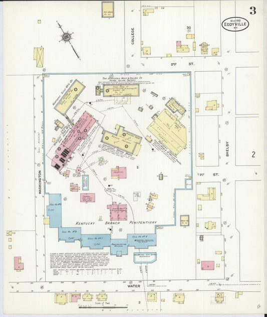 Sanborn Fire Insurance Map from Eddyville, Lyon County, Kentucky (1910), Sheet #0003 - Historic Sanborn Fire Insurance Map Print, vintage old map wall art, antique decor, genealogy gift, Kentucky Kentucky map