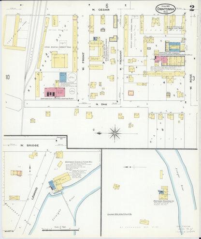 Sanborn Fire Insurance Map from Owatonna, Steele County, Minnesota (1909), Sheet #0002 - Complete Map Set gallery image, historic Sanborn map, vintage wall art, Minnesota Minnesota