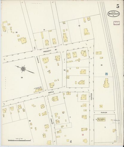 Sanborn Fire Insurance Map from Manassas, Independent Cities, Virginia (1912), Sheet #0005 - Complete Map Set gallery image, historic Sanborn map, vintage wall art, Virginia Virginia