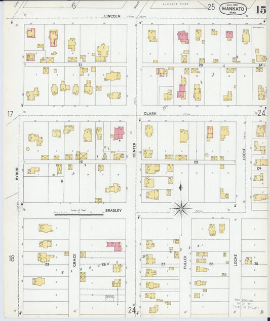 Sanborn Fire Insurance Map from Mankato, Blue Earth County, Minnesota (1900), Sheet #0015 - Historic Sanborn Fire Insurance Map Print, vintage old map wall art, antique decor, genealogy gift, Minnesota Minnesota map