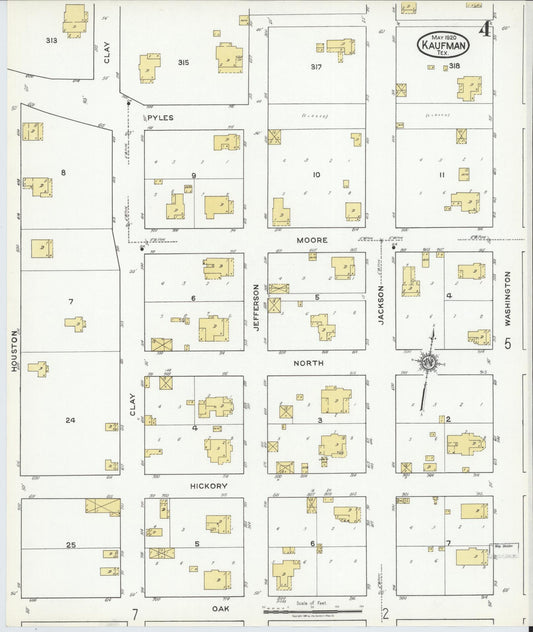 Sanborn Fire Insurance Map from Kaufman, Kaufman County, Texas (1920), Sheet #0004 - Historic Sanborn Fire Insurance Map Print, vintage old map wall art, antique decor, genealogy gift, Texas Texas map