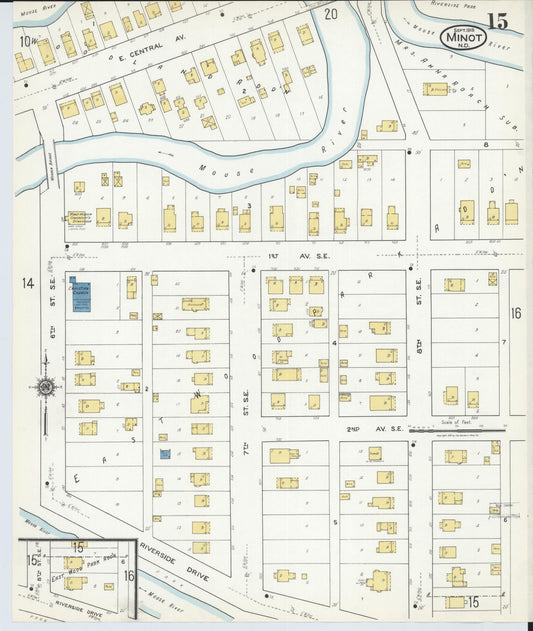 Sanborn Fire Insurance Map from Minot, Ward County, North Dakota (1918), Sheet #0015 - Historic Sanborn Fire Insurance Map Print, vintage old map wall art, antique decor, genealogy gift, North Dakota North Dakota map