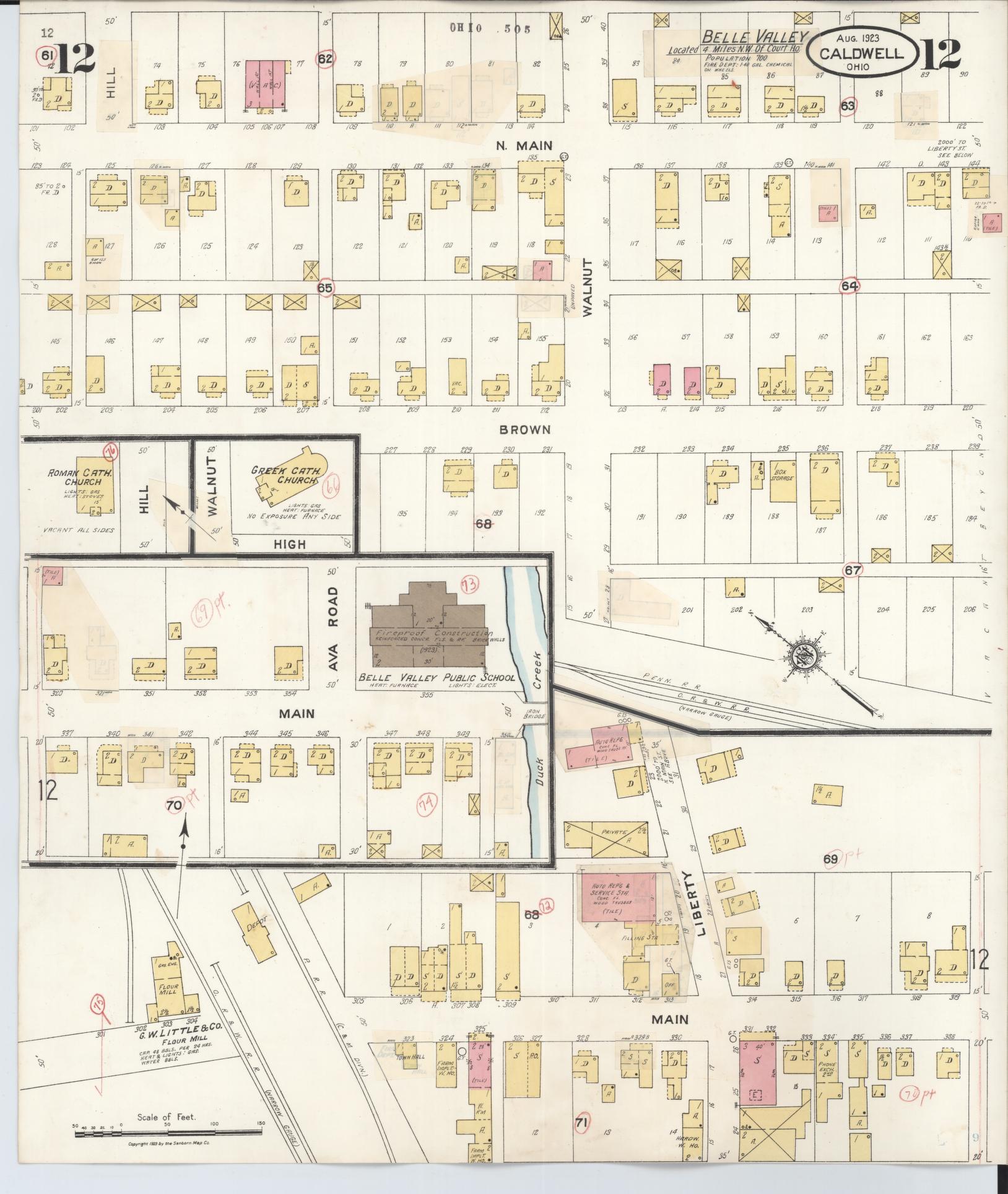 Sanborn Fire Insurance Map from Caldwell, Noble County, Ohio (1932), Sheet #0012 - Historic Sanborn Fire Insurance Map Print, vintage old map wall art, antique decor, genealogy gift, Ohio Ohio map