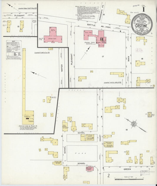 Sanborn Fire Insurance Map from Castine, Hancock County, Maine (1911), Sheet #0001 - Historic Sanborn Fire Insurance Map Print, vintage old map wall art, antique decor, genealogy gift, Maine Maine map