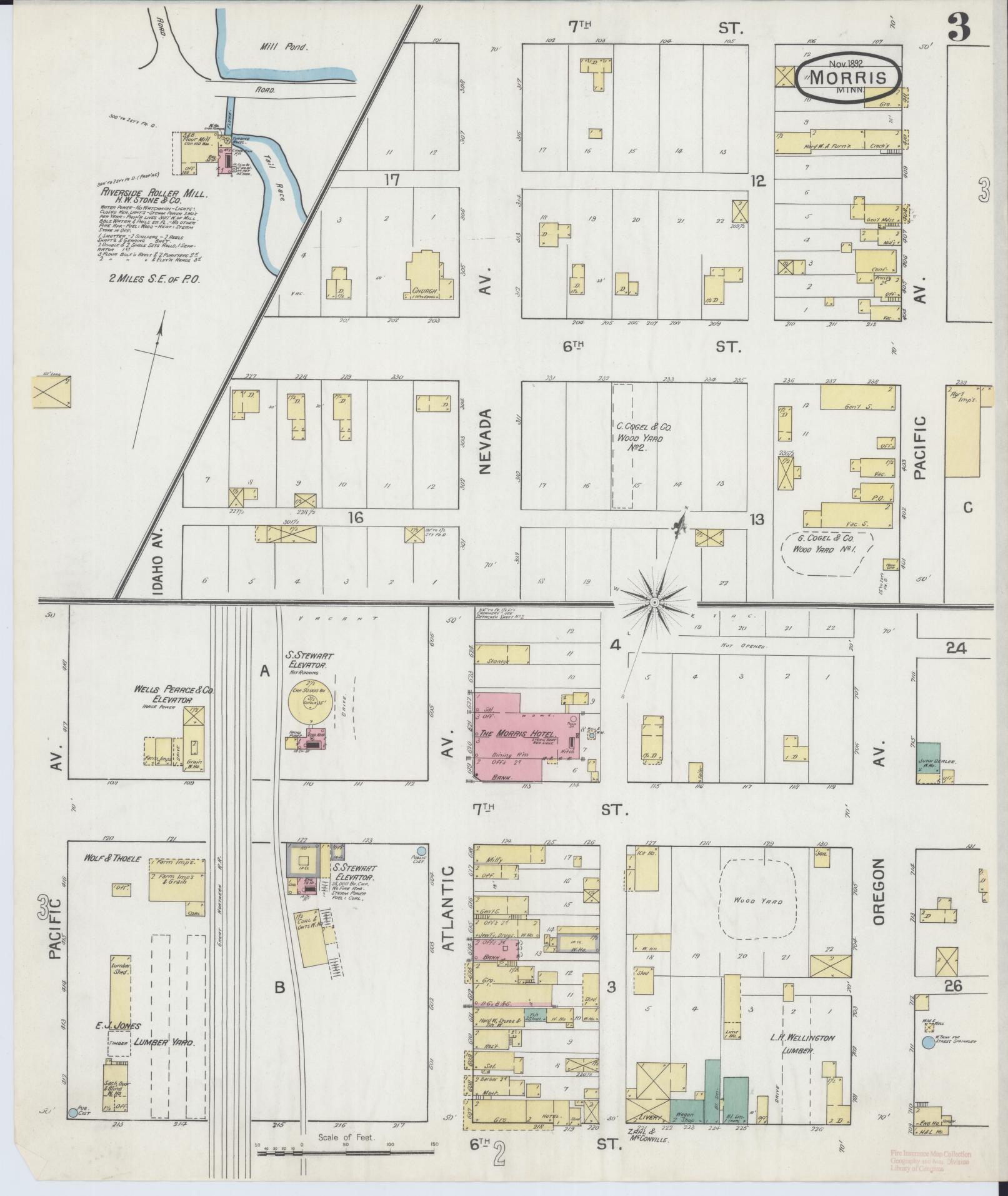 Sanborn Fire Insurance Map from Morris, Stevens County, Minnesota (1892), Sheet #0003 - Complete Map Set gallery image, historic Sanborn map, vintage wall art, Minnesota Minnesota
