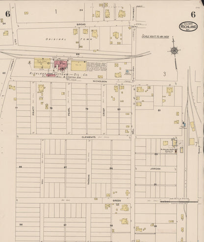 Sanborn Fire Insurance Map from Richland, Stewart County, Georgia (1922), Sheet #0006 - Complete Map Set gallery image, historic Sanborn map, vintage wall art, Georgia Georgia