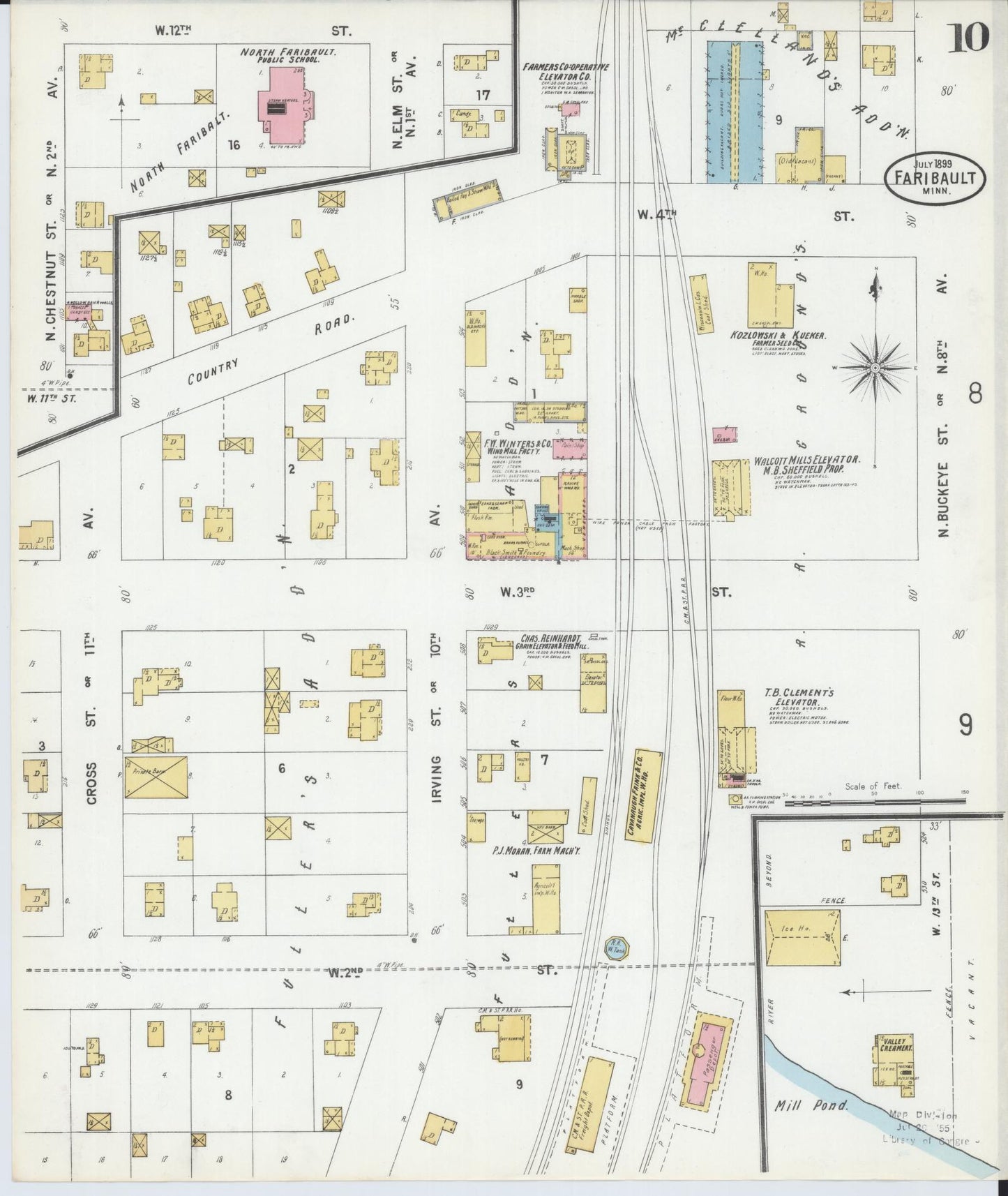 Sanborn Fire Insurance Map from Faribault, Rice County, Minnesota (1899), Sheet #0010 - Complete Map Set gallery image, historic Sanborn map, vintage wall art, Minnesota Minnesota