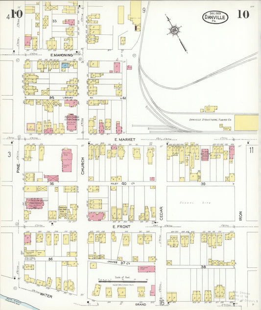 Sanborn Fire Insurance Map from Danville, Montour County, Pennsylvania (1923), Sheet #0010 - Historic Sanborn Fire Insurance Map Print, vintage old map wall art, antique decor, genealogy gift, Pennsylvania Pennsylvania map