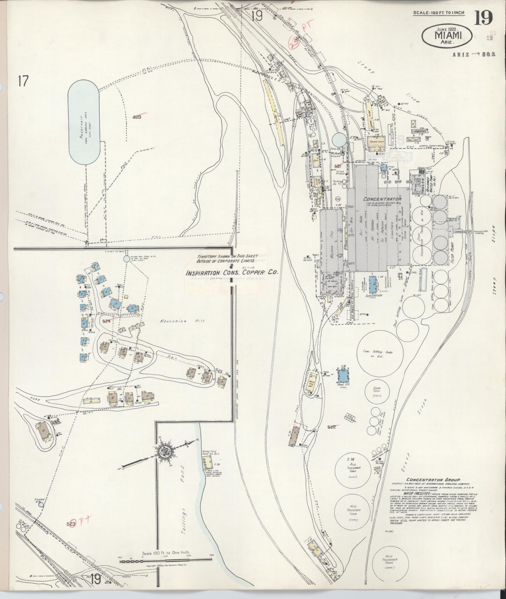 Sanborn Fire Insurance Map from Miami, Gila County, Arizona (1948), Sheet #0019 - Historic Sanborn Fire Insurance Map Print, vintage old map wall art, antique decor, genealogy gift, Arizona Arizona map